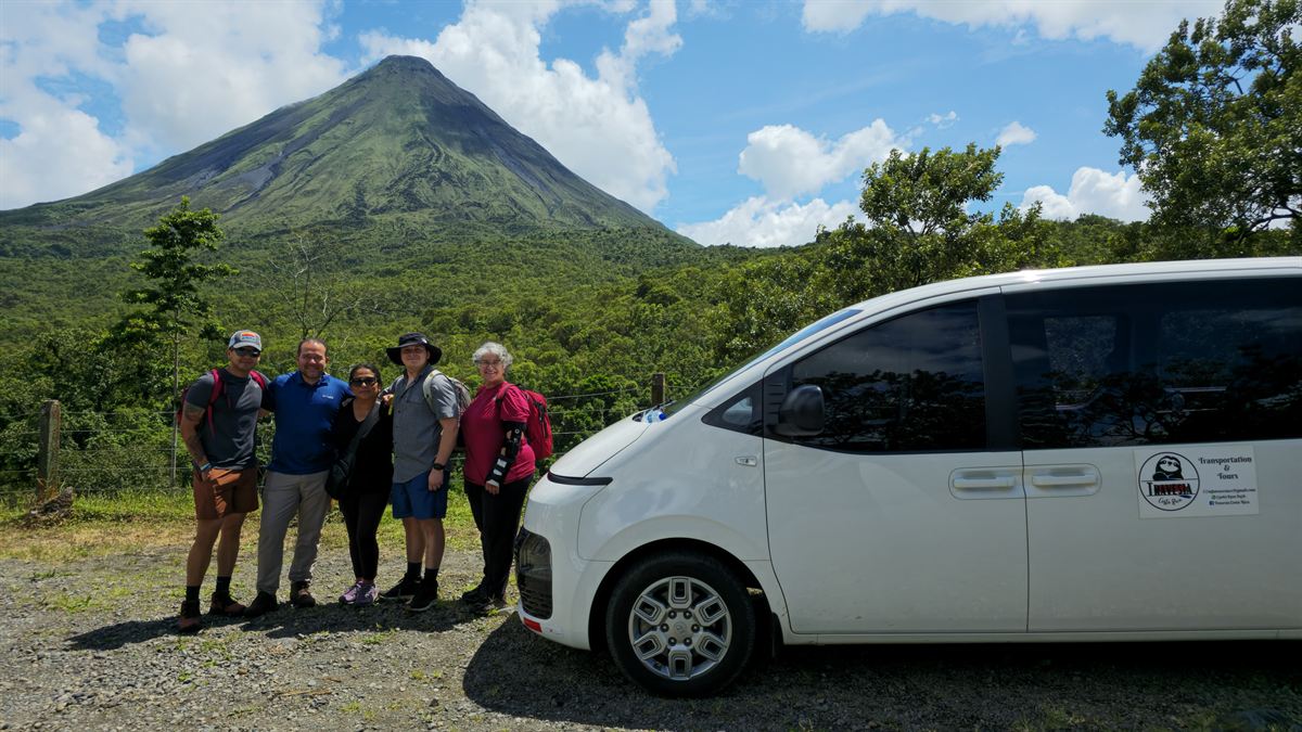 Clients and our van at Arenal Volcano